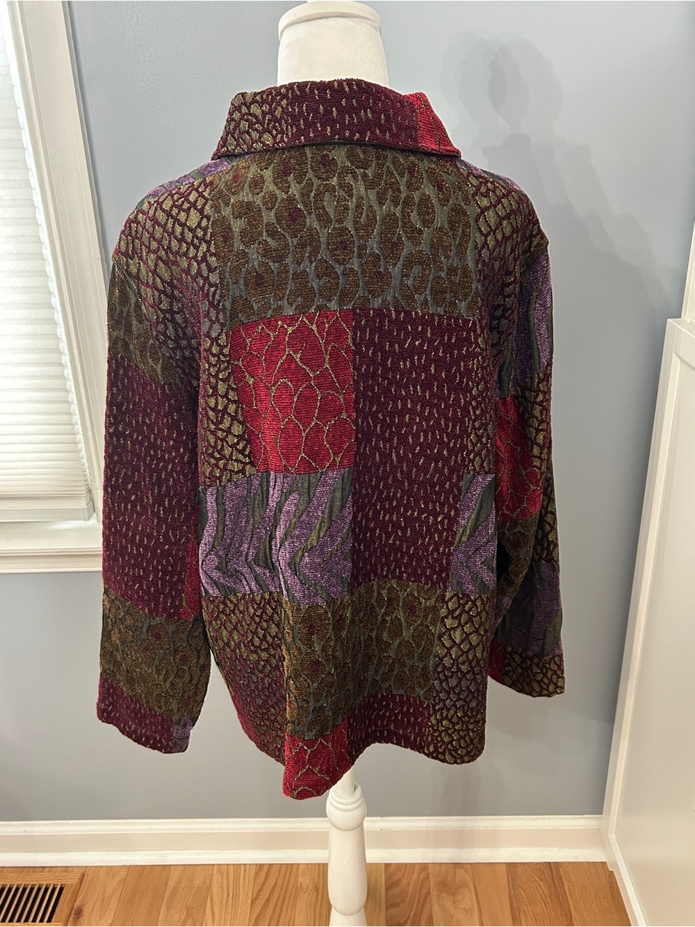 Coldwater Creek Patchwork Jacket Plus Size 1X Multicolor Textured Button Front - Picture 3 of 9